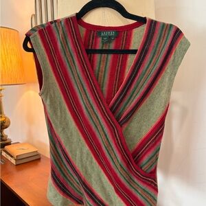 Lauren Ralph Lauren Multicolor Striped Wrap-Front Tank
